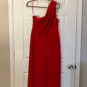Elegant Red One-Shoulder Abercrombie and Fitch Jumpsuit